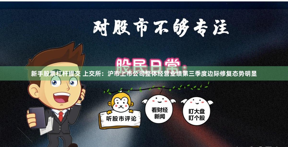 新手股票杠杆提交 上交所：沪市上市公司整体经营业绩第三季度边际修复态势明显