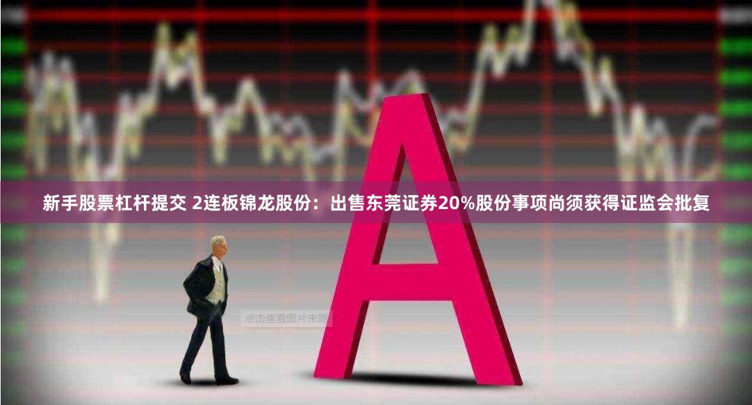 新手股票杠杆提交 2连板锦龙股份：出售东莞证券20%股份事项尚须获得证监会批复